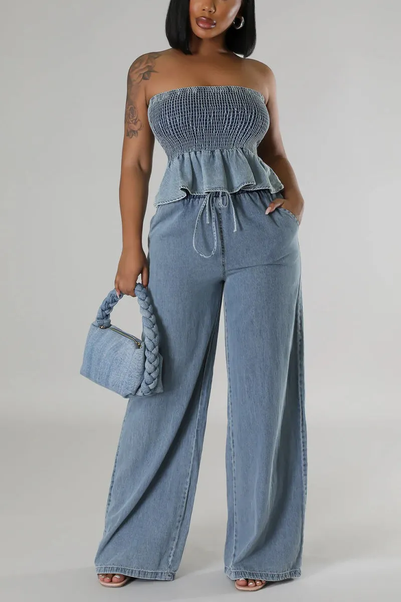 UR3095 Denim Tube and Jeans Set