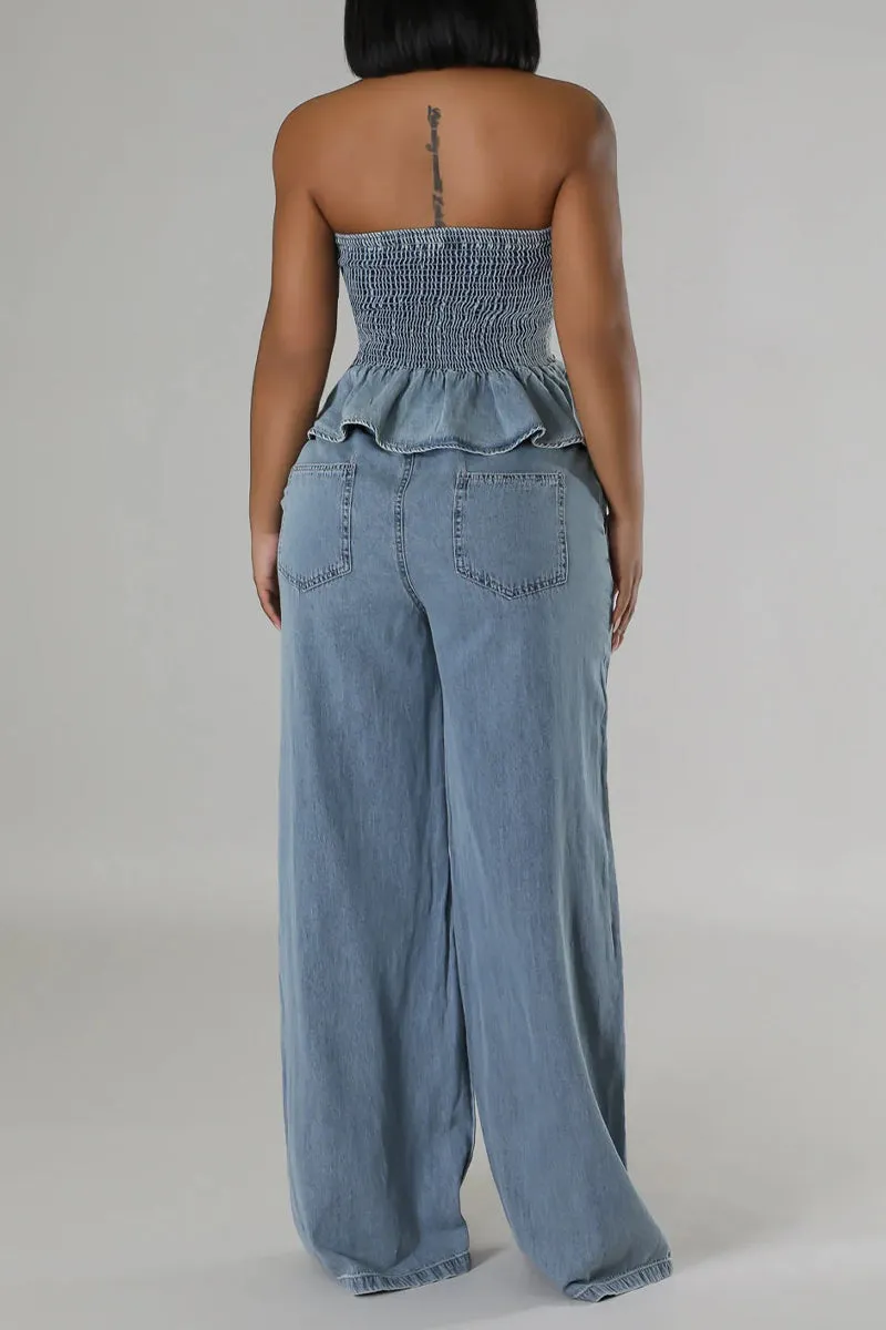 UR3095 Denim Tube and Jeans Set