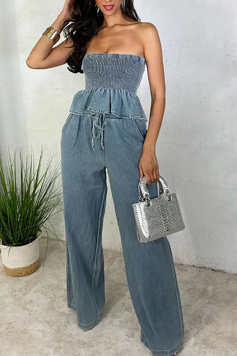 UR3095 Denim Tube and Jeans Set