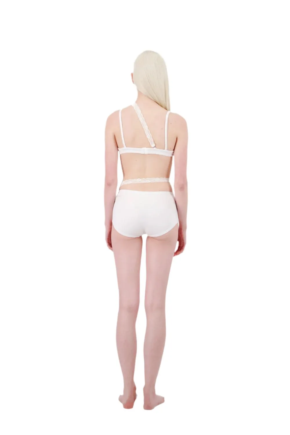 VAILLANT Ribbed Jersey Panty Slip with Lace Trim in Black
