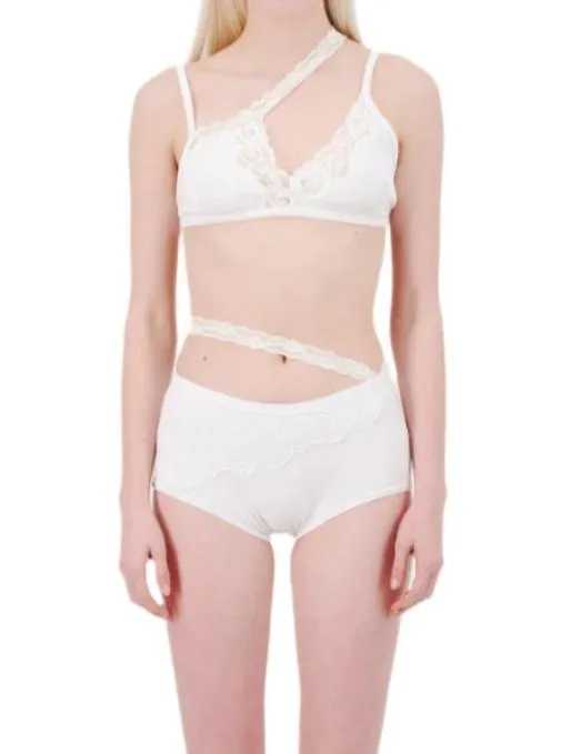 VAILLANT Ribbed Jersey Panty Slip with Lace Trim in Black