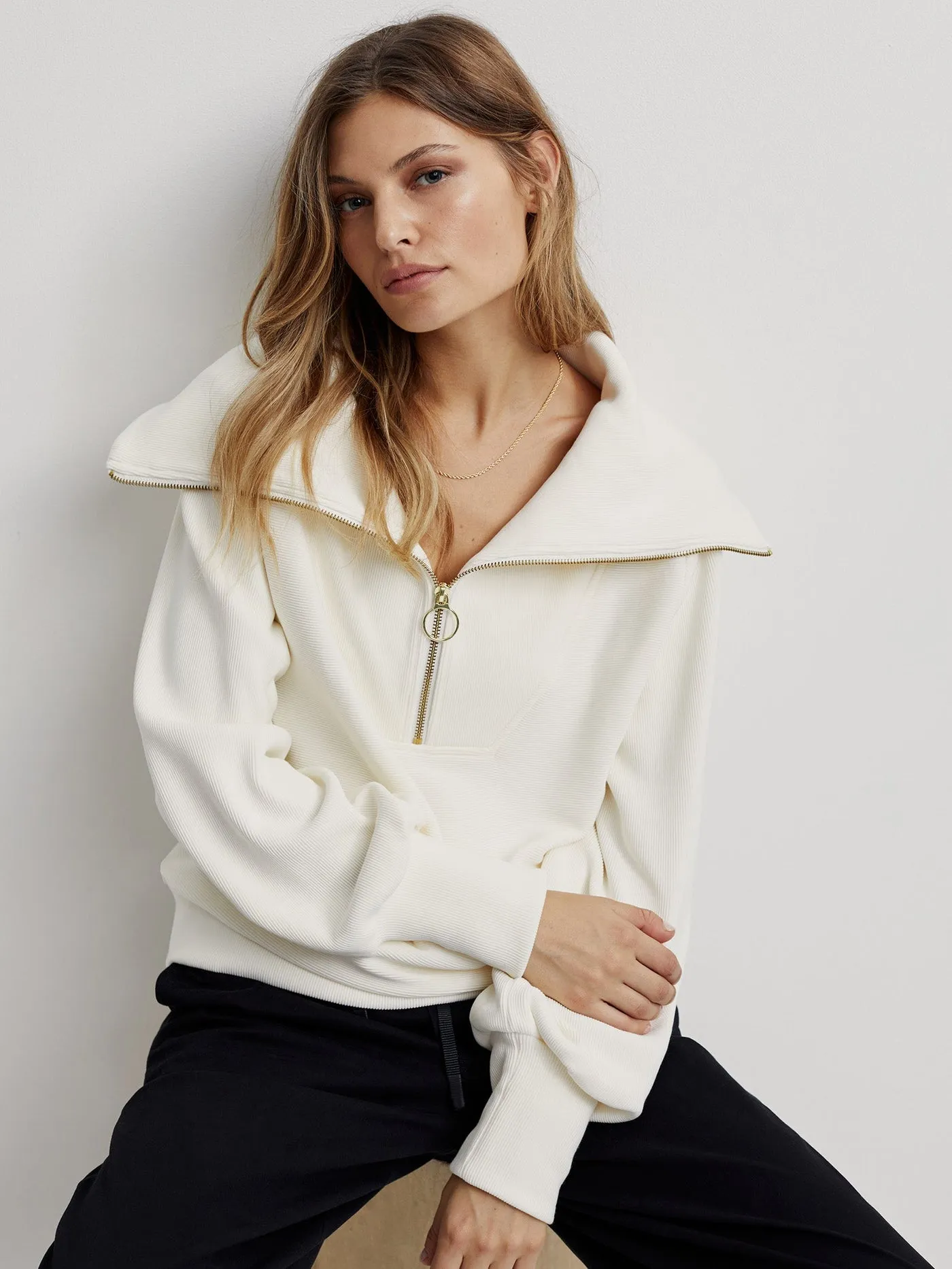 Varley | Vine Half Zip Pullover {Ivory}