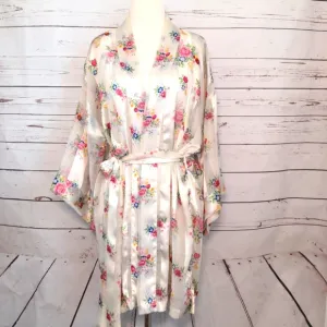 Victoria’s Secret Vintage 1980's Gold Label Floral Belted Robe Sheer Lingerie M