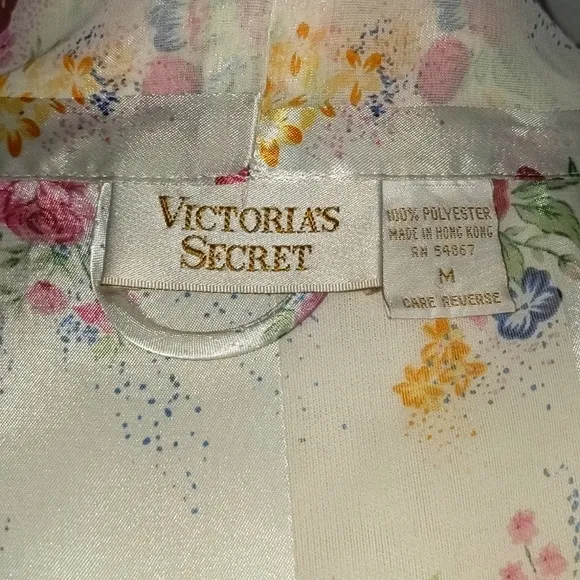 Victoria’s Secret Vintage 1980's Gold Label Floral Belted Robe Sheer Lingerie M