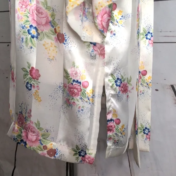 Victoria’s Secret Vintage 1980's Gold Label Floral Belted Robe Sheer Lingerie M