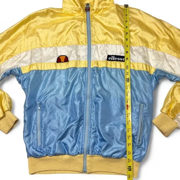 Vintage 80s Ellesse Women's Track Jacket Size 10 US Lined Satin Made in Italy