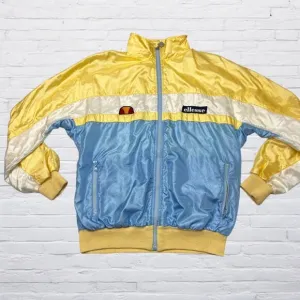 Vintage 80s Ellesse Women's Track Jacket Size 10 US Lined Satin Made in Italy