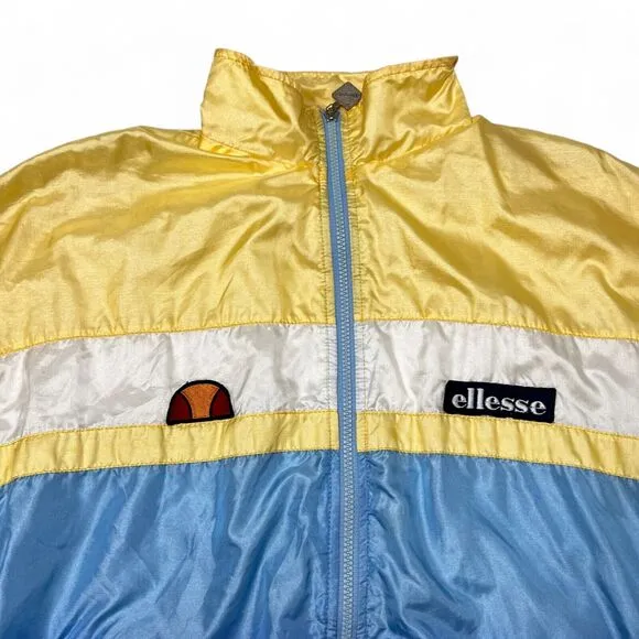 Vintage 80s Ellesse Women's Track Jacket Size 10 US Lined Satin Made in Italy