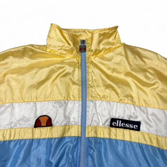 Vintage 80s Ellesse Women's Track Jacket Size 10 US Lined Satin Made in Italy