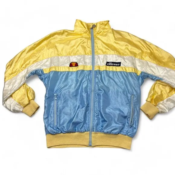 Vintage 80s Ellesse Women's Track Jacket Size 10 US Lined Satin Made in Italy