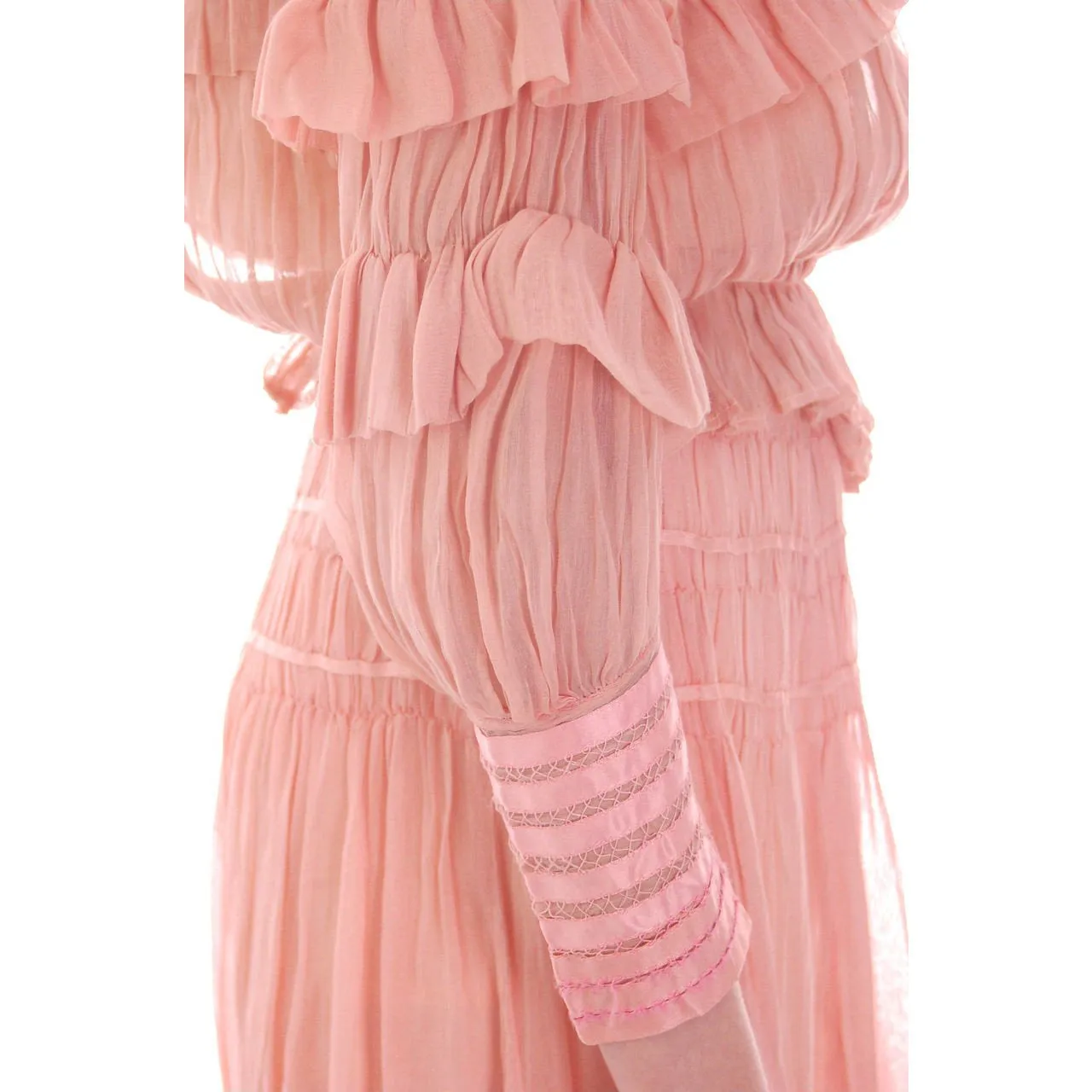 Vintage Antique Pink Cotton 2 PC Dress Antique Gown 1905-1912 Titanic Era Small