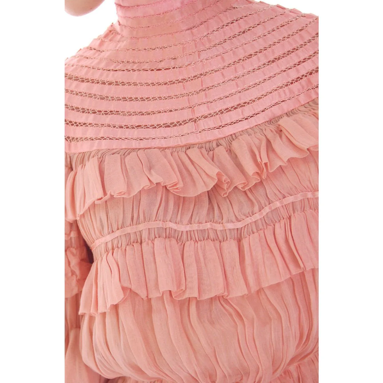 Vintage Antique Pink Cotton 2 PC Dress Antique Gown 1905-1912 Titanic Era Small