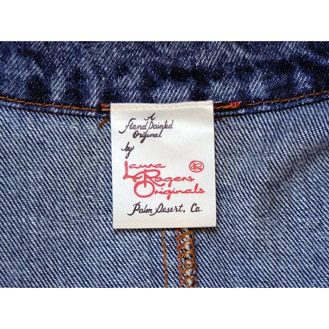 Vintage Denim Coat Laura Rogers Originals Hand Painted 1980s