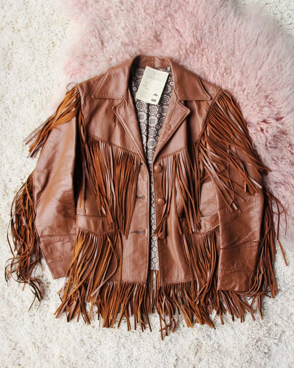 Vintage Fringe Leather Coat