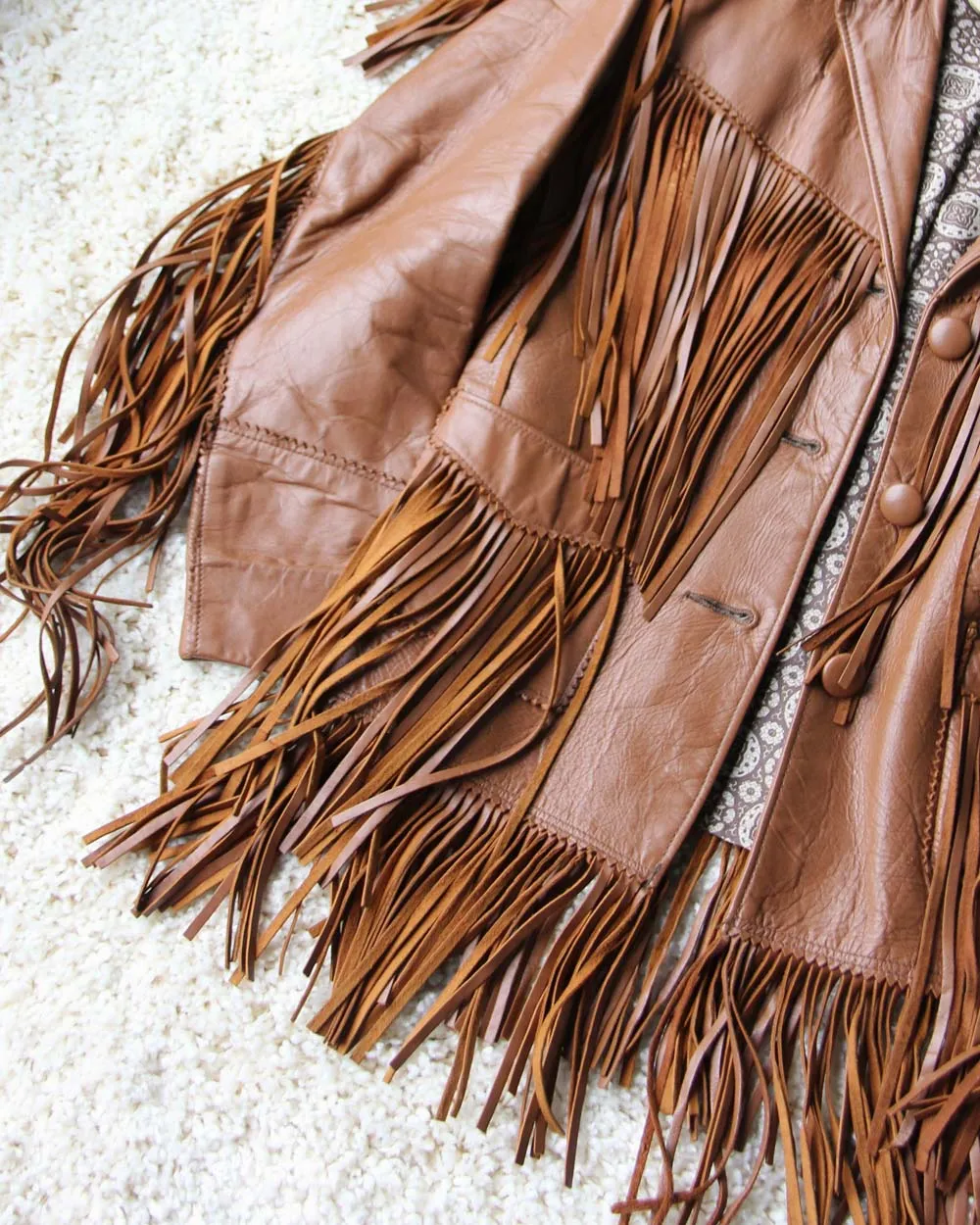 Vintage Fringe Leather Coat