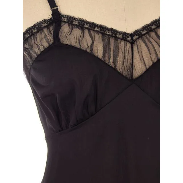 Vintage Full Slip Black Nylon Luxite by Holeproof 1940s Sz 34