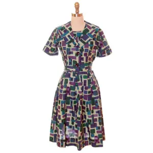 Vintage MCM 1950s Day Dress & Shorty Jacket Wally Classic All Cotton 1950s Pretty Print