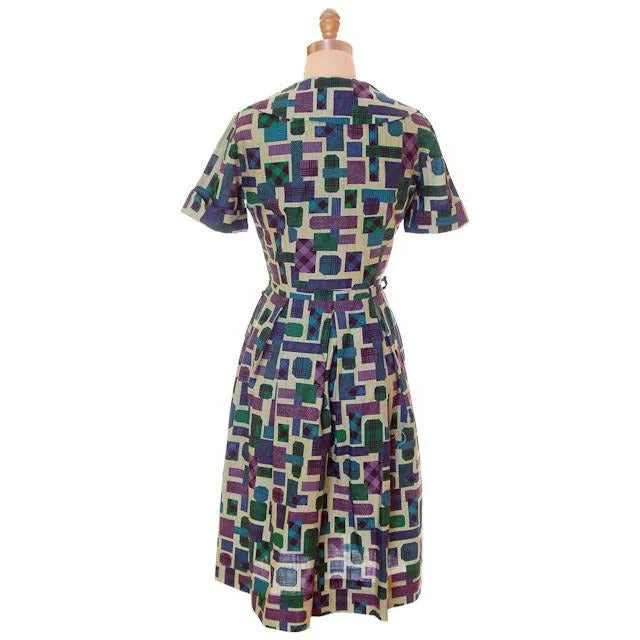 Vintage MCM 1950s Day Dress & Shorty Jacket Wally Classic All Cotton 1950s Pretty Print