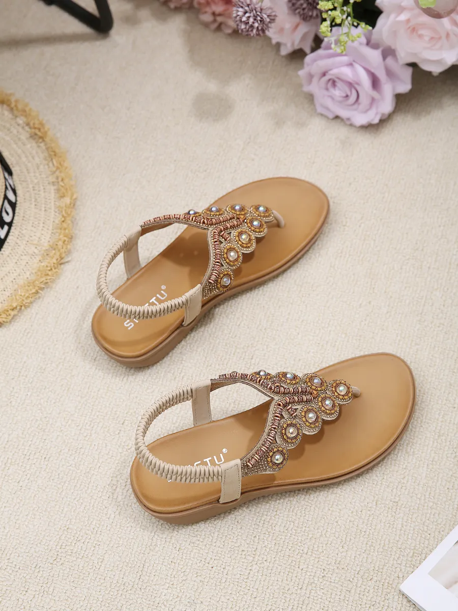 Vintage V-Strap Rhinestone Sandal