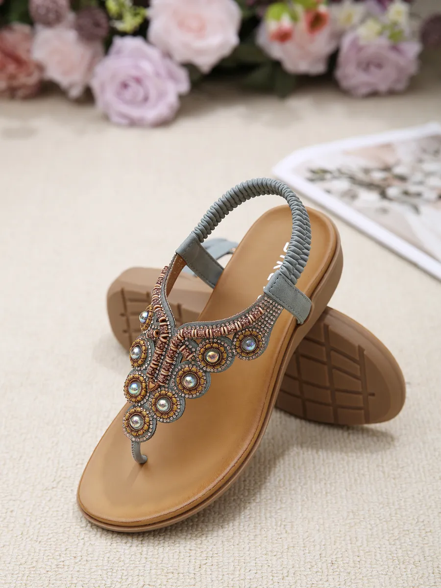 Vintage V-Strap Rhinestone Sandal