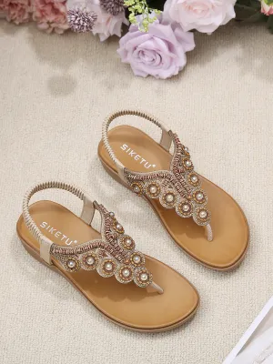 Vintage V-Strap Rhinestone Sandal