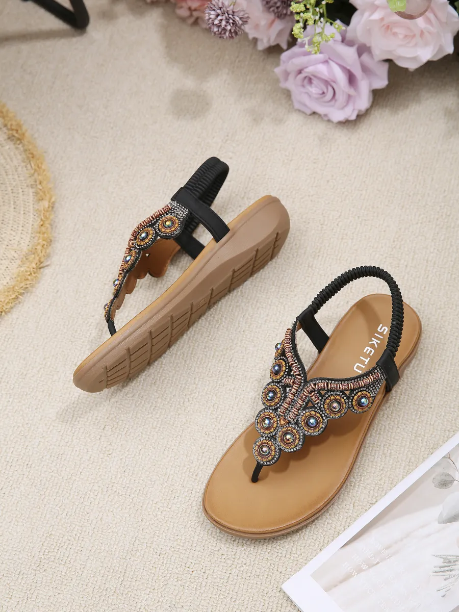 Vintage V-Strap Rhinestone Sandal