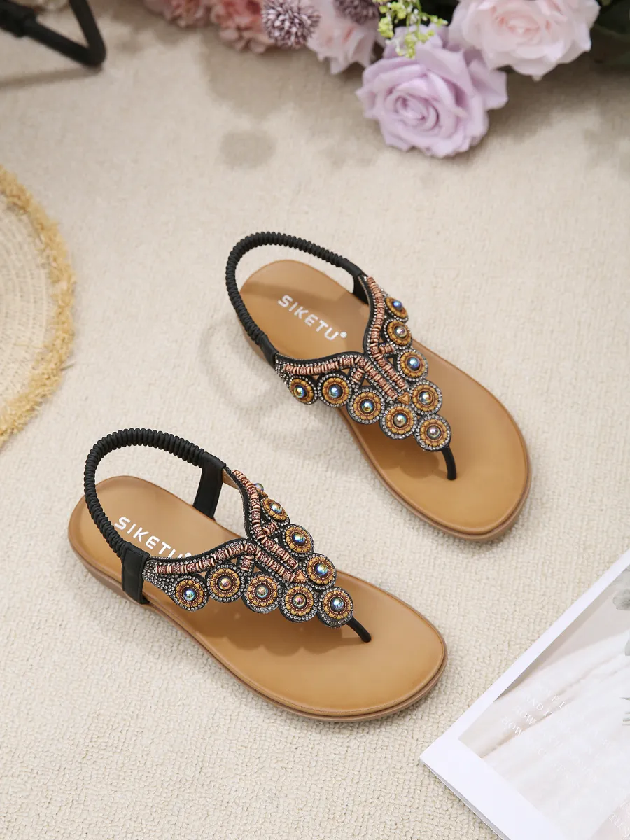 Vintage V-Strap Rhinestone Sandal