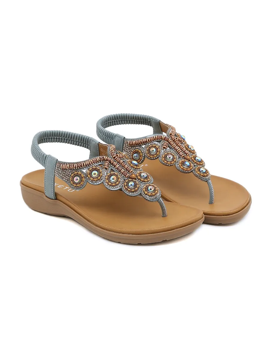 Vintage V-Strap Rhinestone Sandal