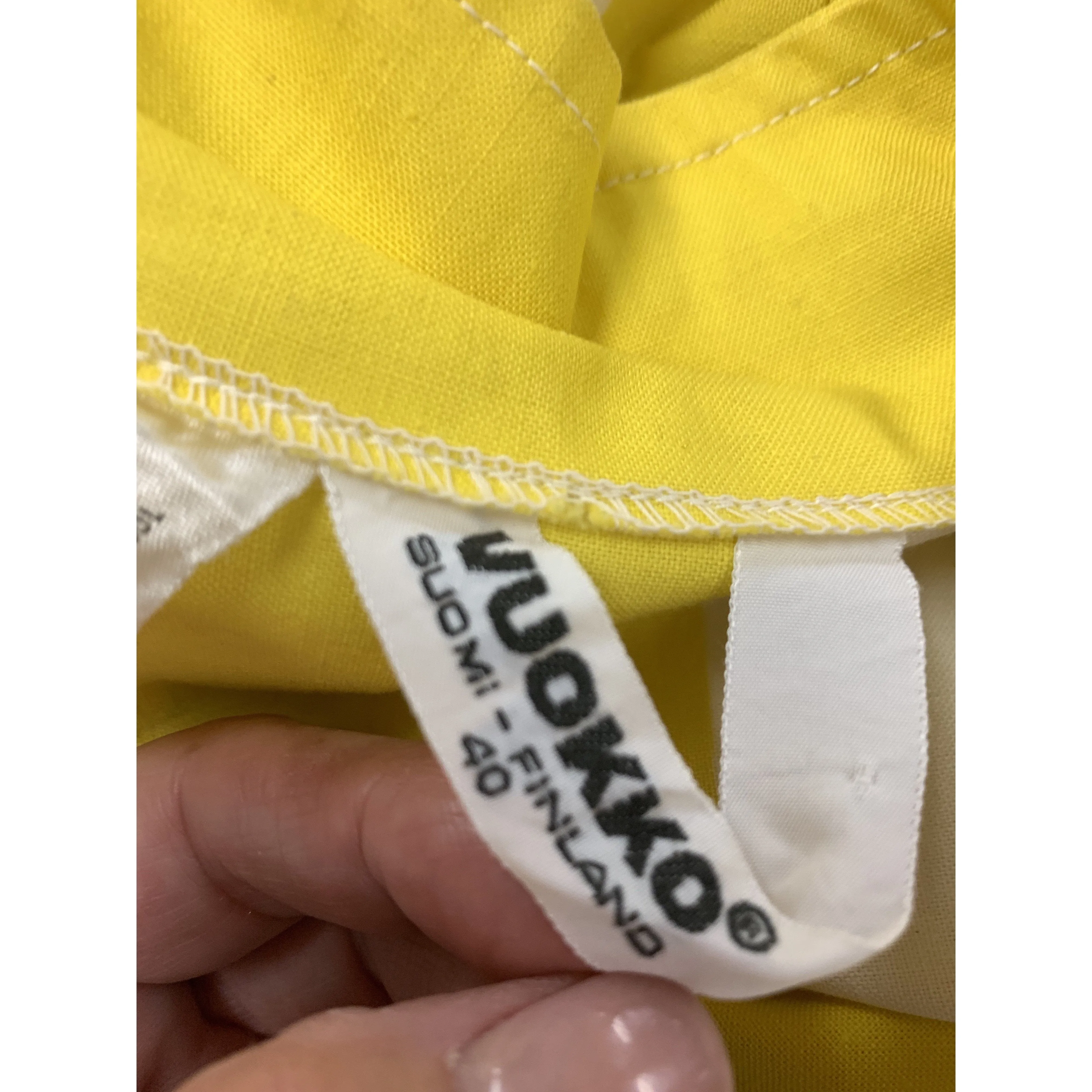 Vintage Vuokko Awning Stripe Gown, Iconic Style, Finnish Designer 1970s Yellow White