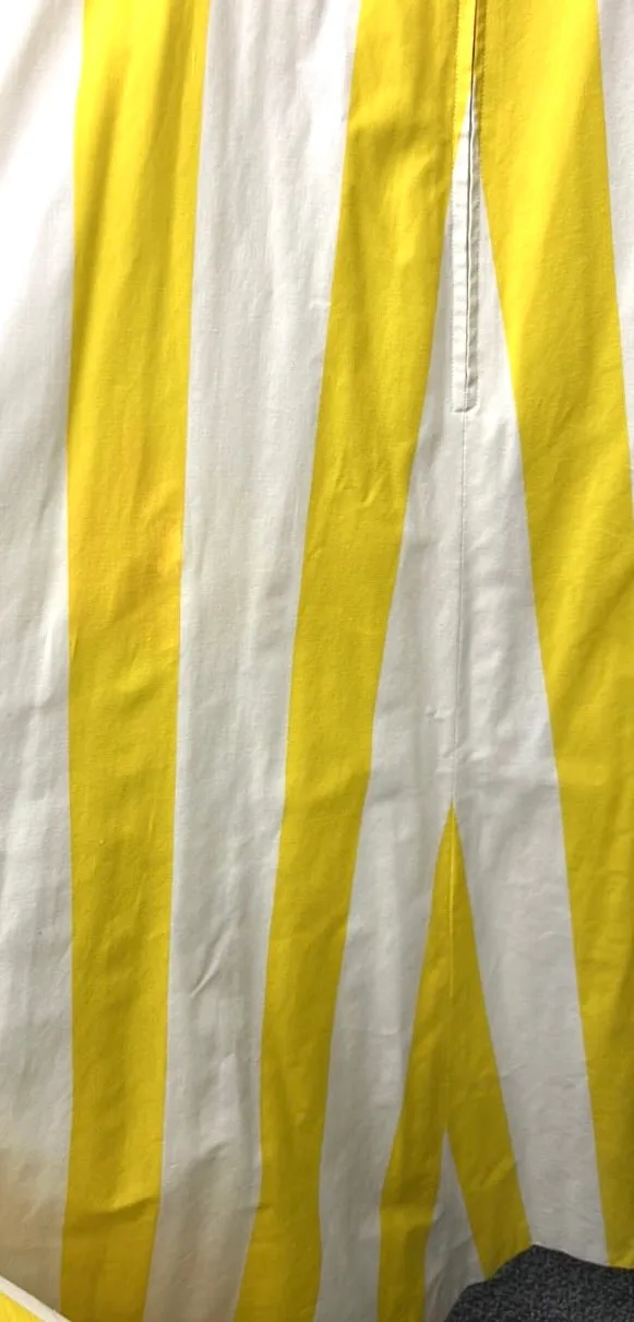 Vintage Vuokko Awning Stripe Gown, Iconic Style, Finnish Designer 1970s Yellow White
