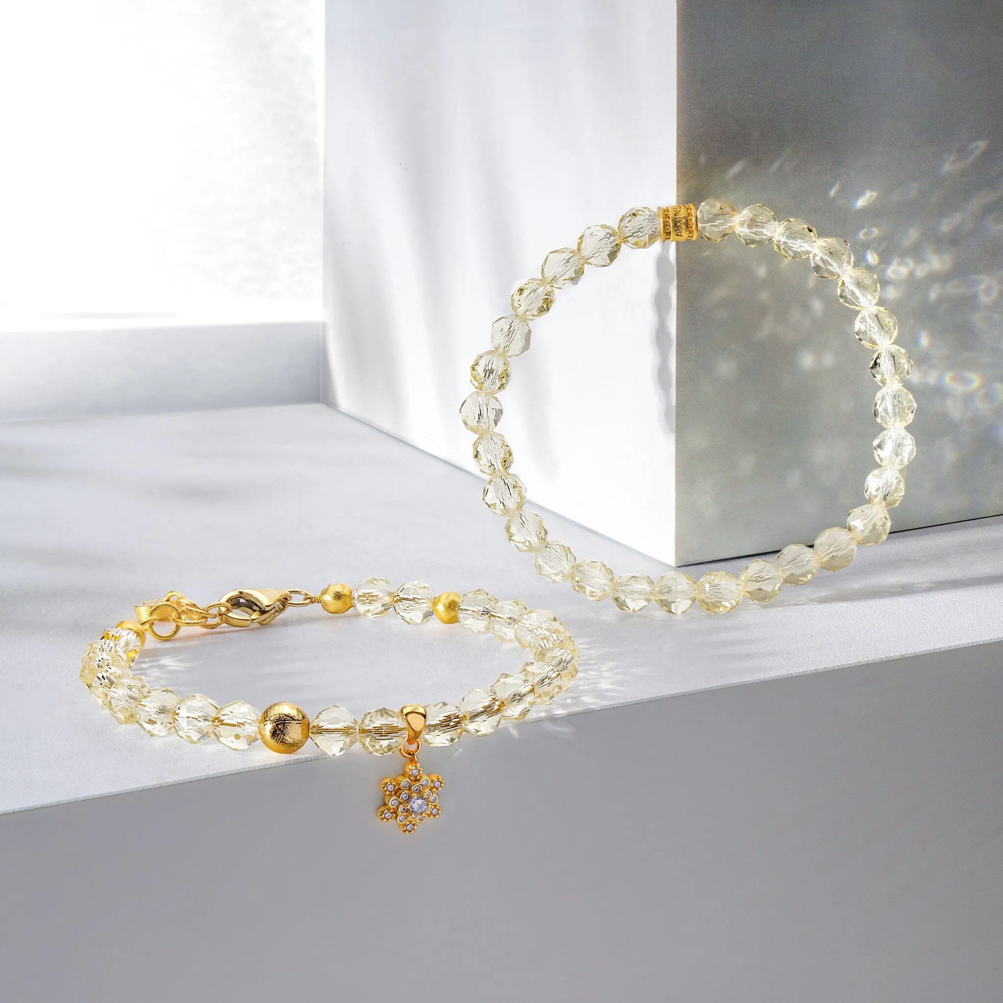 Violet Citrine & Meteorite Stacked Bracelet