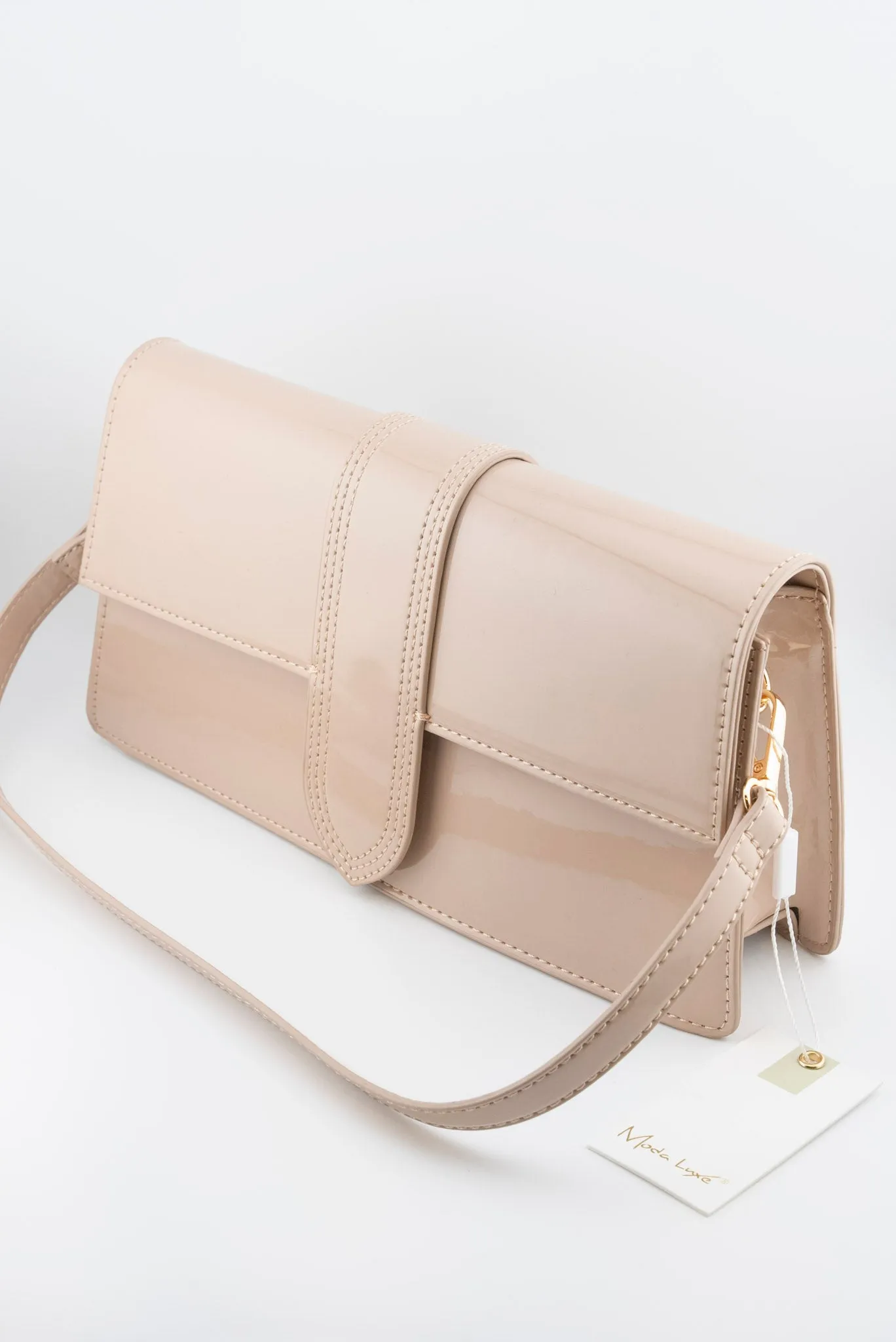 Violet Patent Bag in Natural
