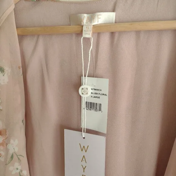 WAYF Polermo Dusty Blush Pink Floral Dress XL NEW Floaty Fairy Wrap