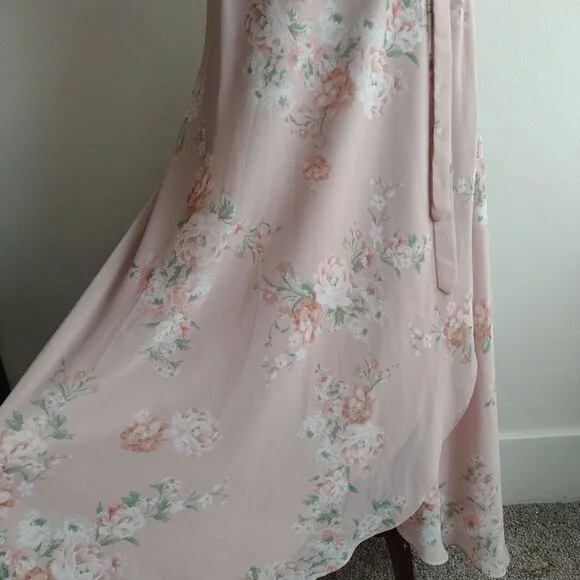 WAYF Polermo Dusty Blush Pink Floral Dress XL NEW Floaty Fairy Wrap