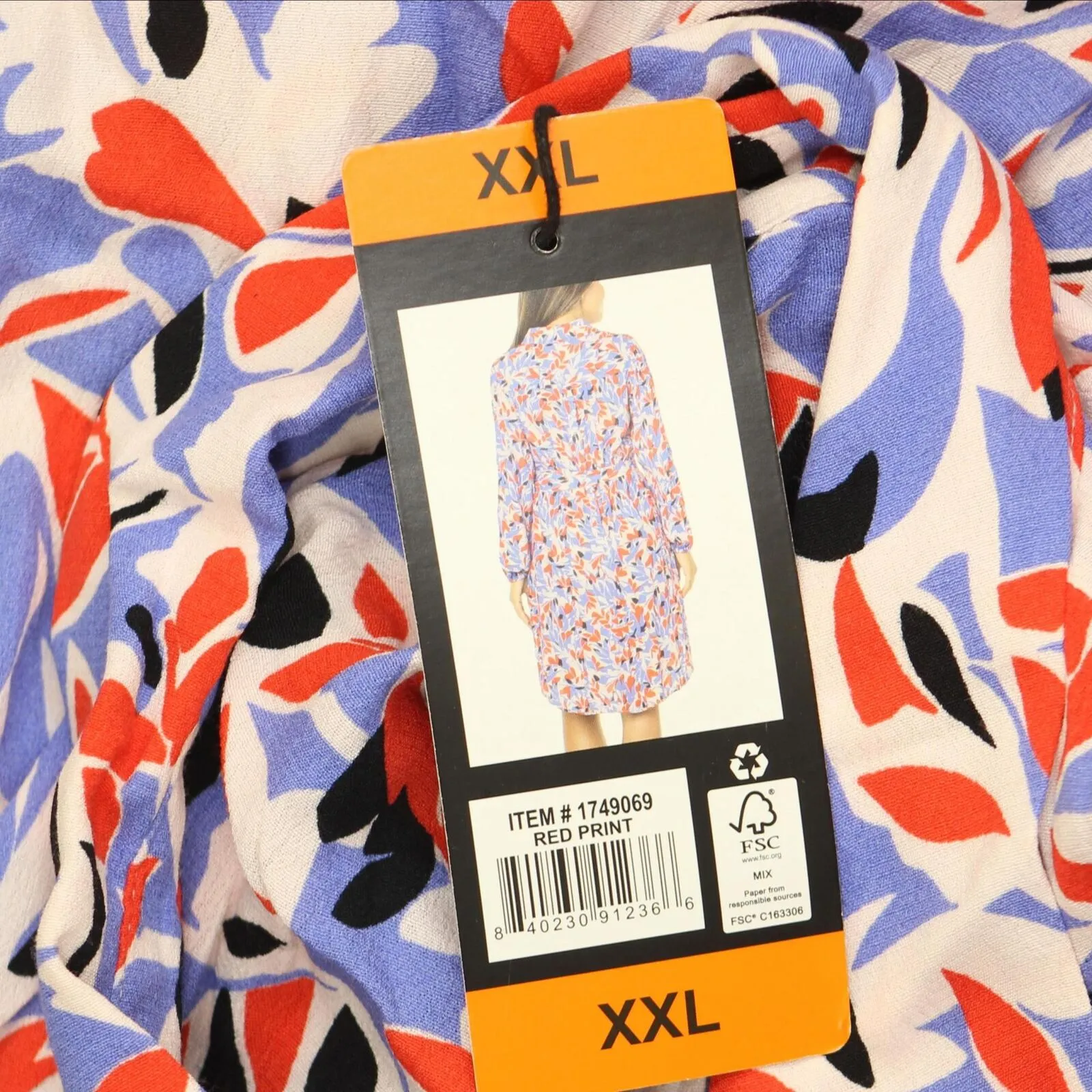 Well Worn Women's Collared Midi Dress with Pockets 1749069 Red Print 2XL