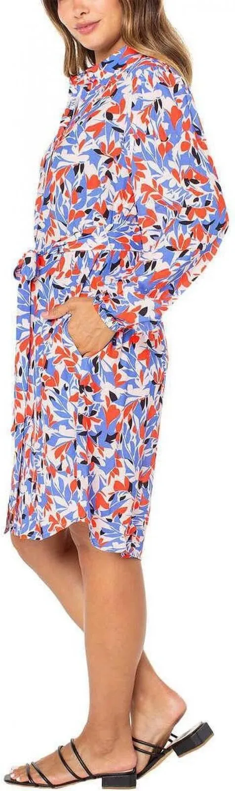 Well Worn Women's Collared Midi Dress with Pockets 1749069 Red Print 2XL