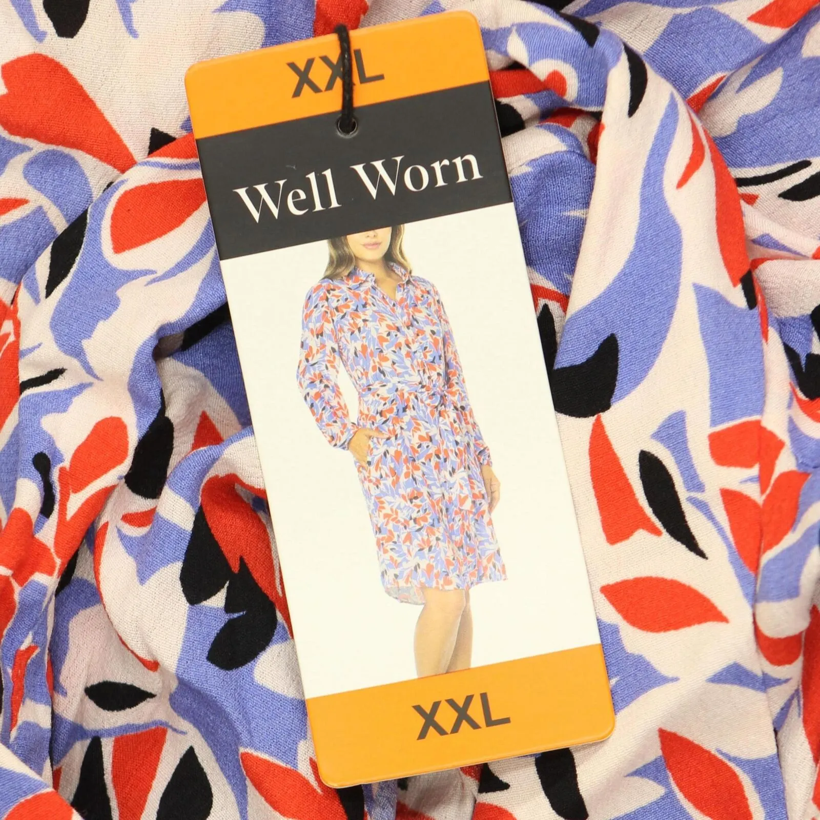 Well Worn Women's Collared Midi Dress with Pockets 1749069 Red Print 2XL