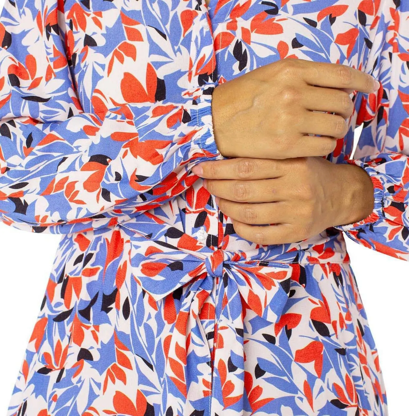 Well Worn Women's Collared Midi Dress with Pockets 1749069 Red Print 2XL