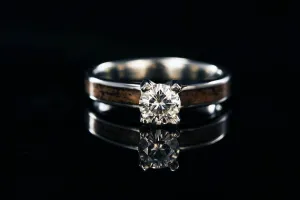 WHISKEY BARREL WOOD 14K WHITE GOLD DIAMOND TIFFANY RING