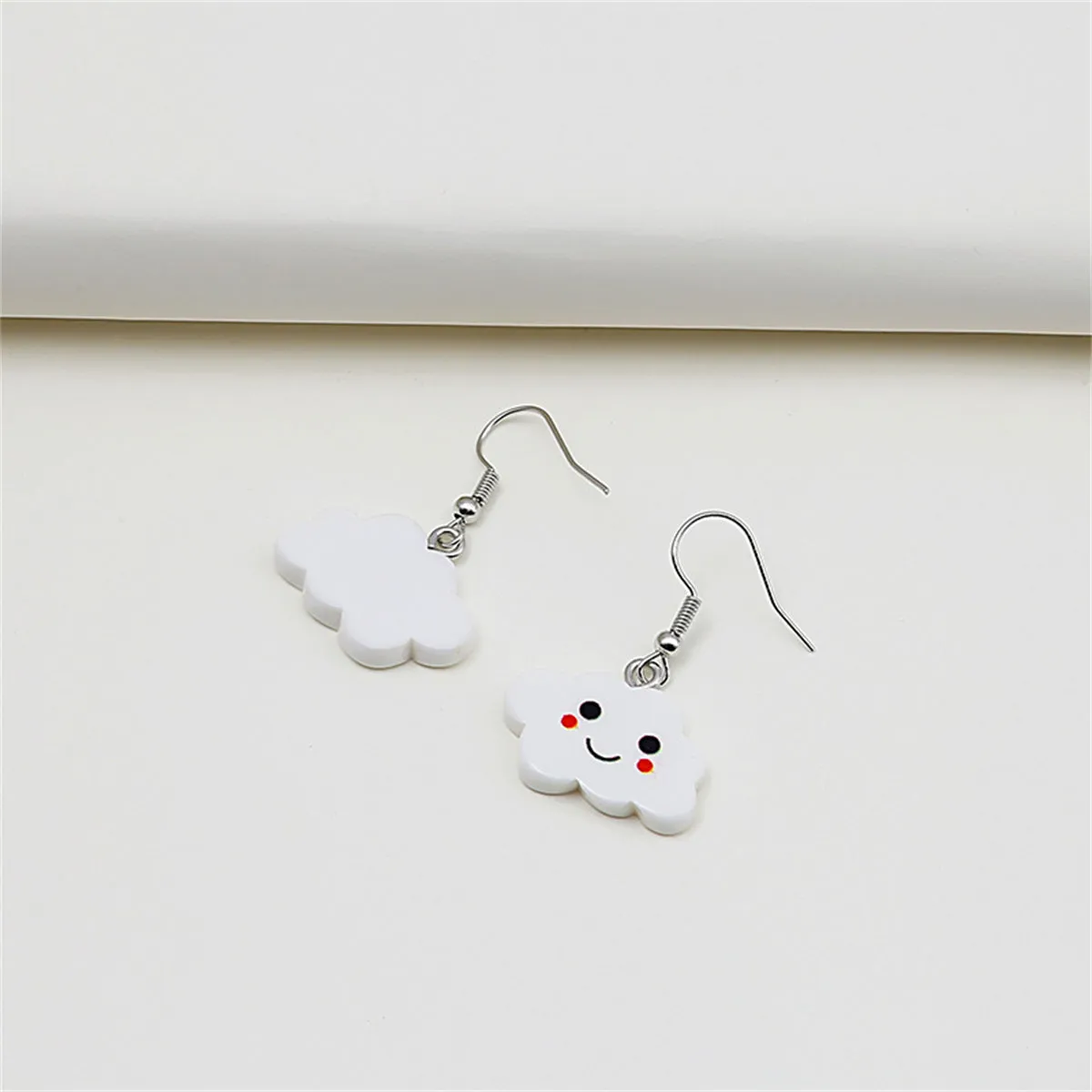 White Acrylic & Silver-Plated Cloud Drop Earrings
