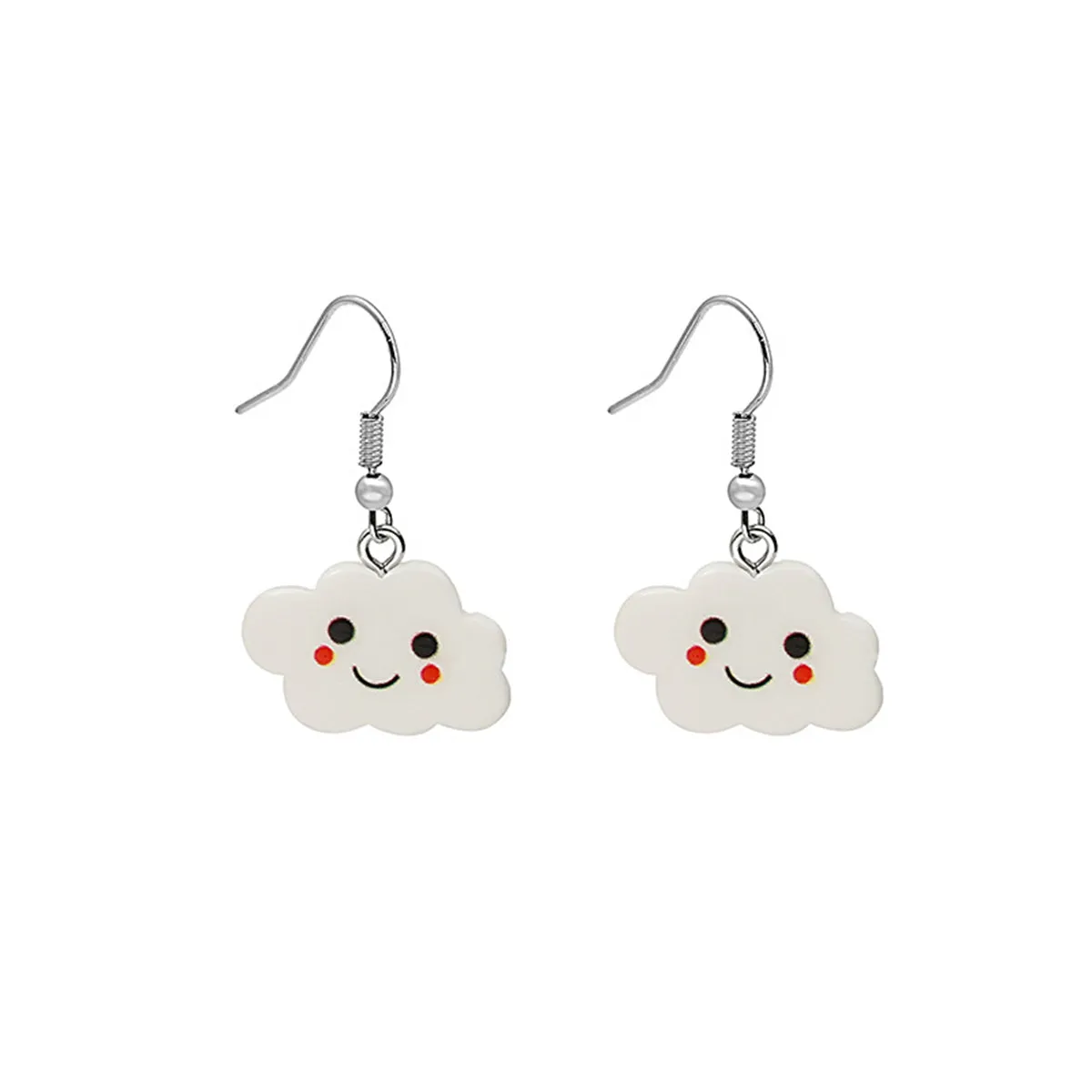 White Acrylic & Silver-Plated Cloud Drop Earrings