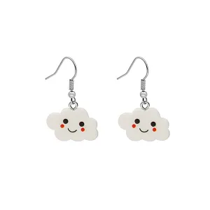 White Acrylic & Silver-Plated Cloud Drop Earrings