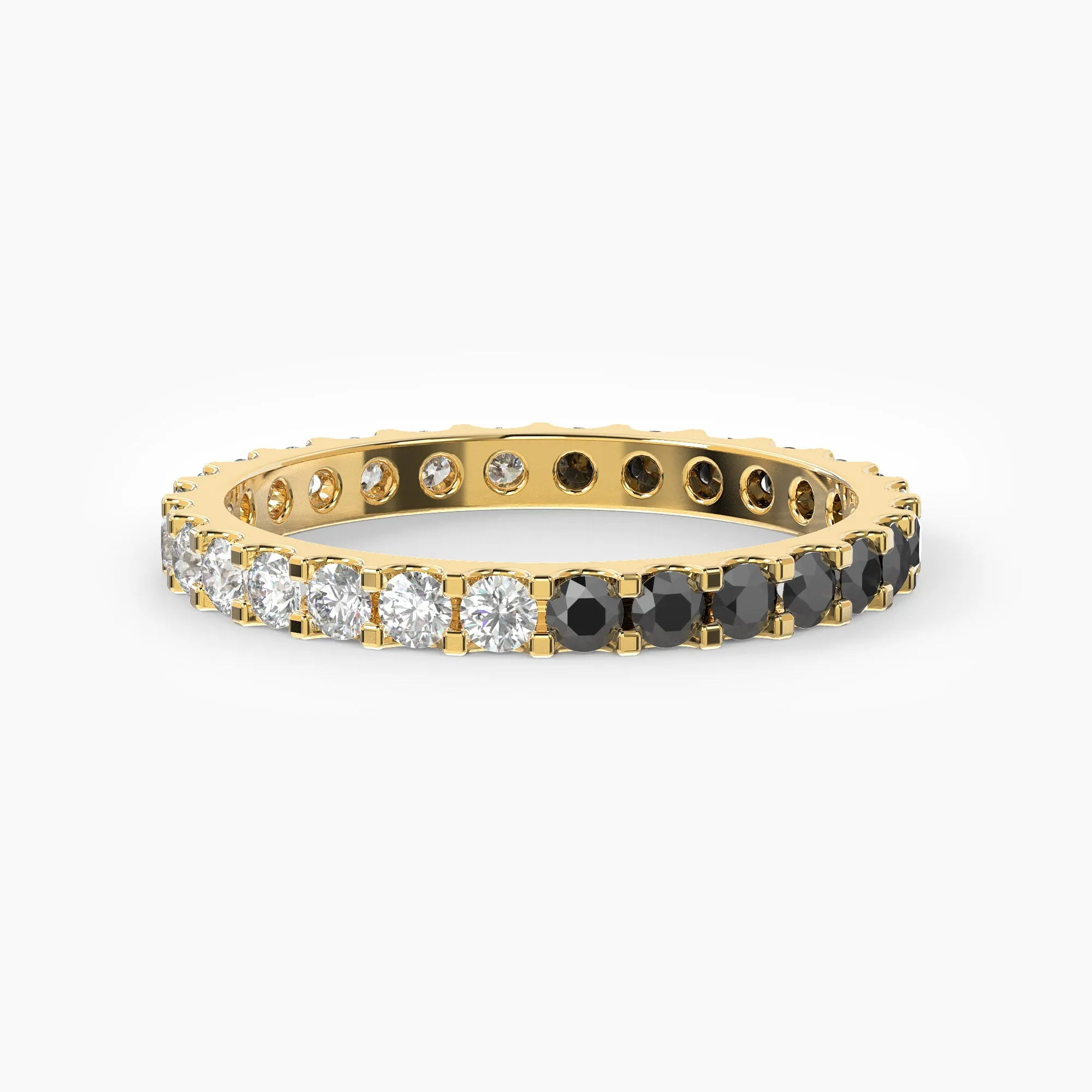 White & Black Diamond Eternity Band Classic Low Setting Style
