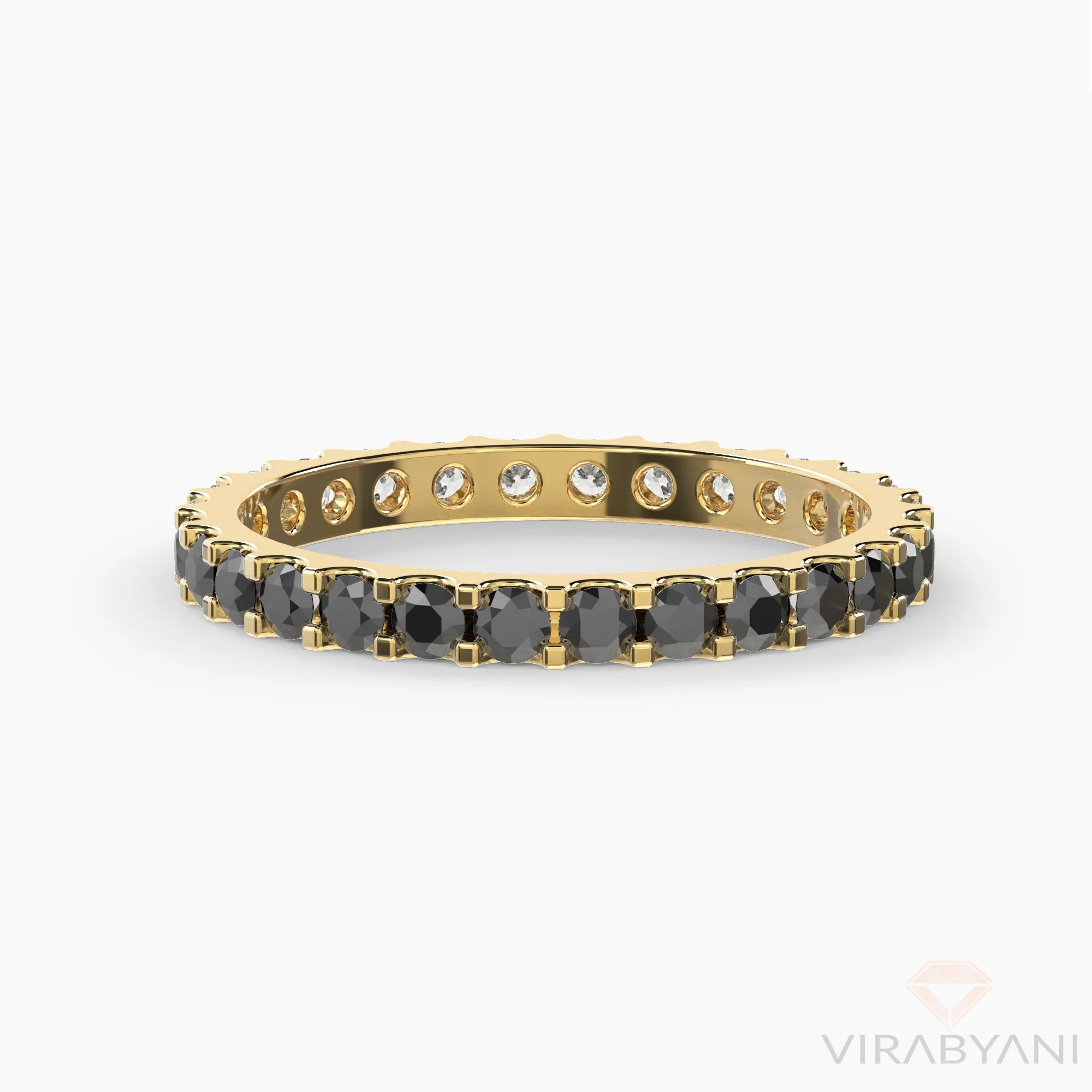 White & Black Diamond Eternity Band Classic Low Setting Style