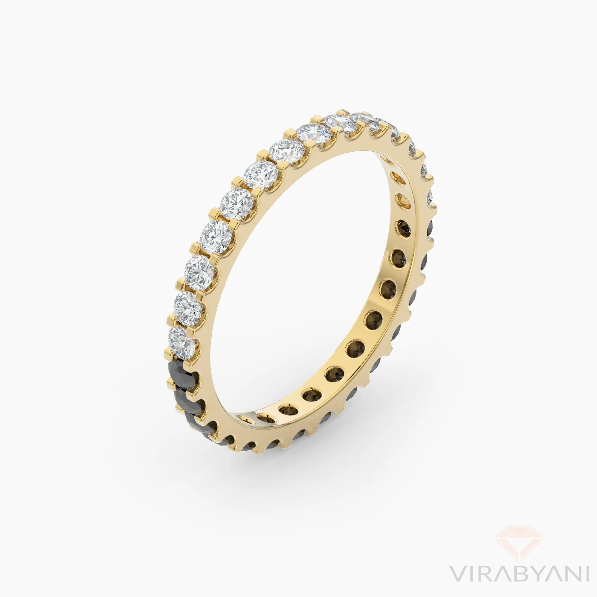 White & Black Diamond Eternity Band Classic Low Setting Style