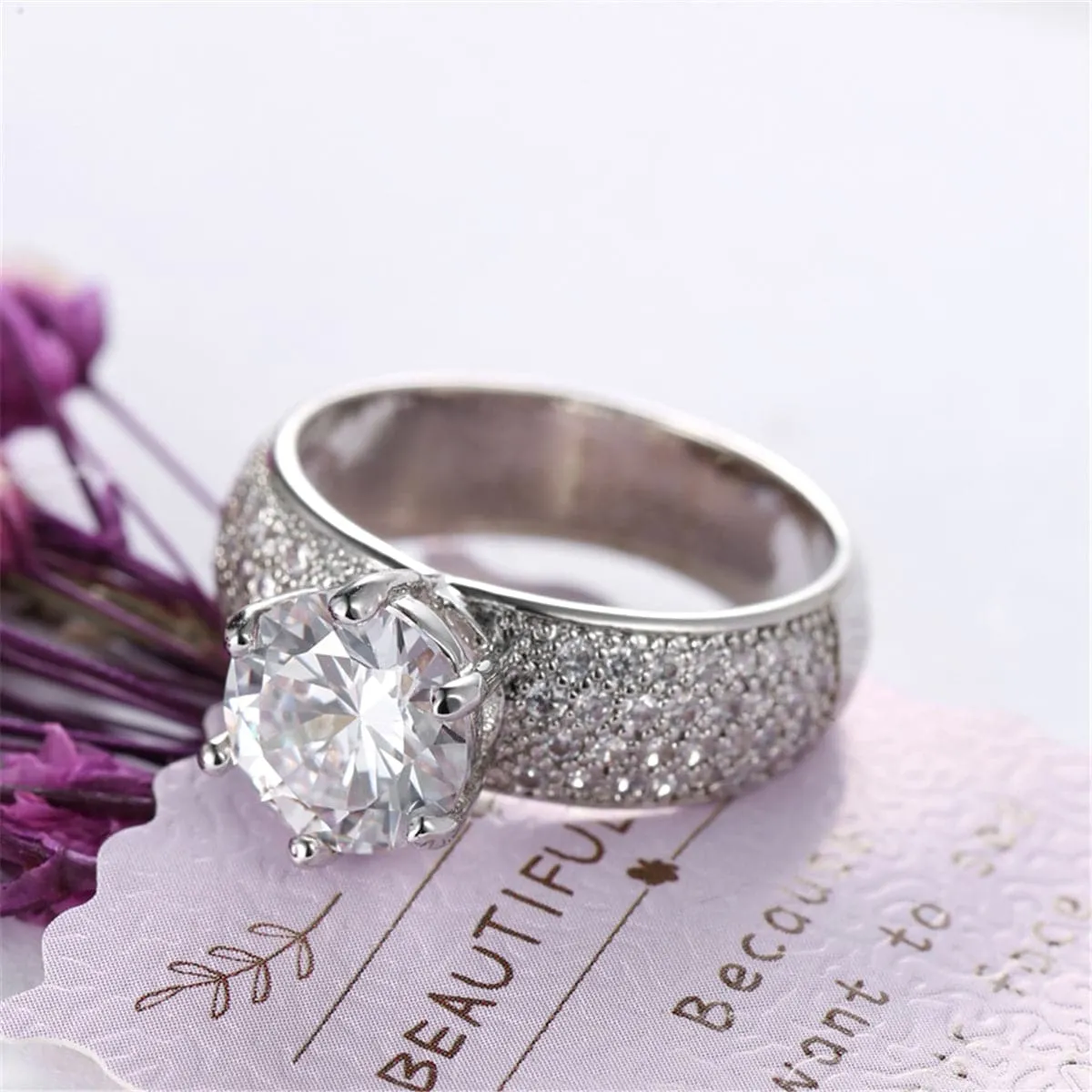 White Crystal & Cubic Zirconia Cocktail Ring