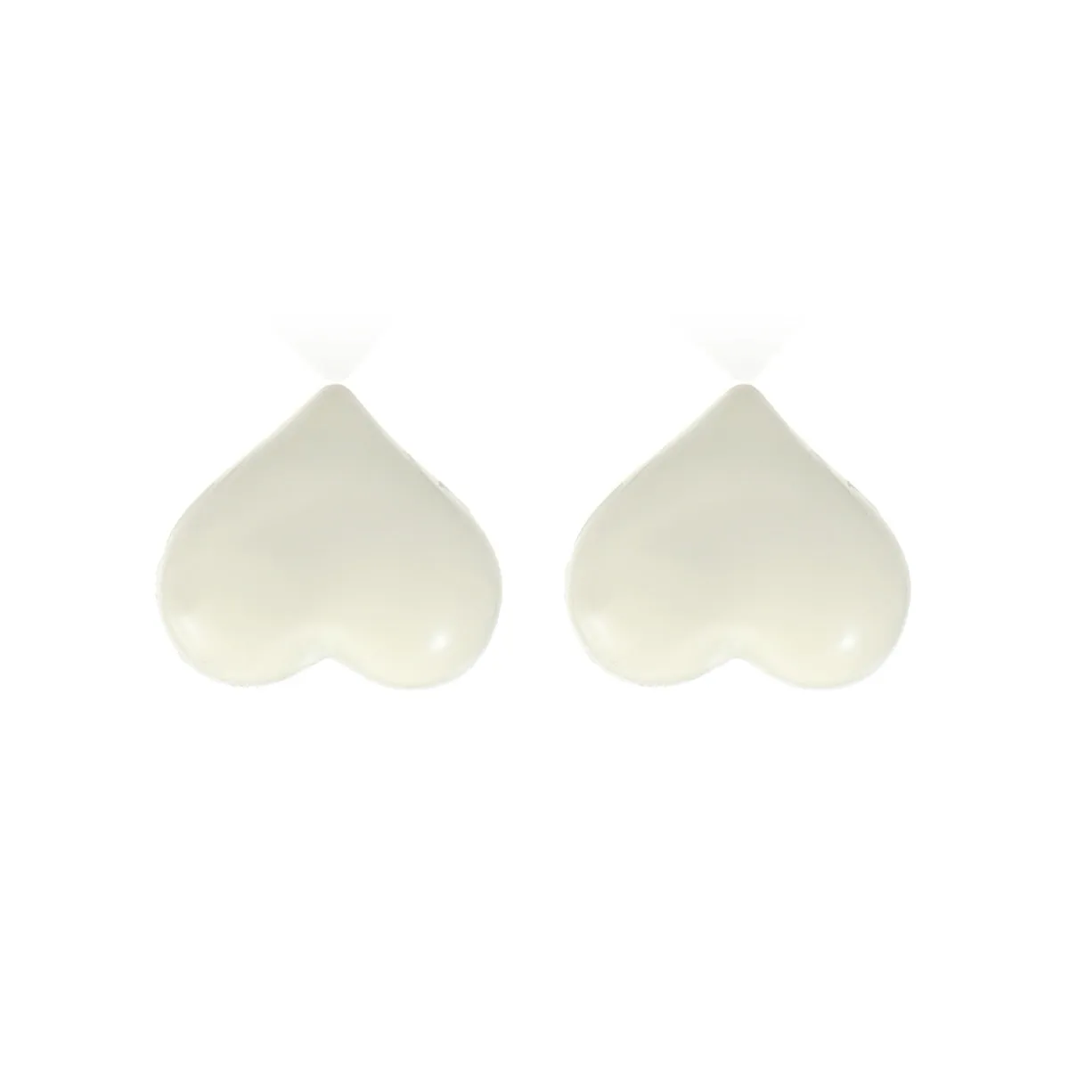 White Enamel & 18K Gold-Plated Upside-Down Heart Stud Earrings