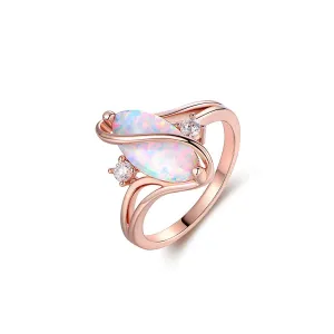 White Opal & Cubic Zirconia Marquise-Cut Ring