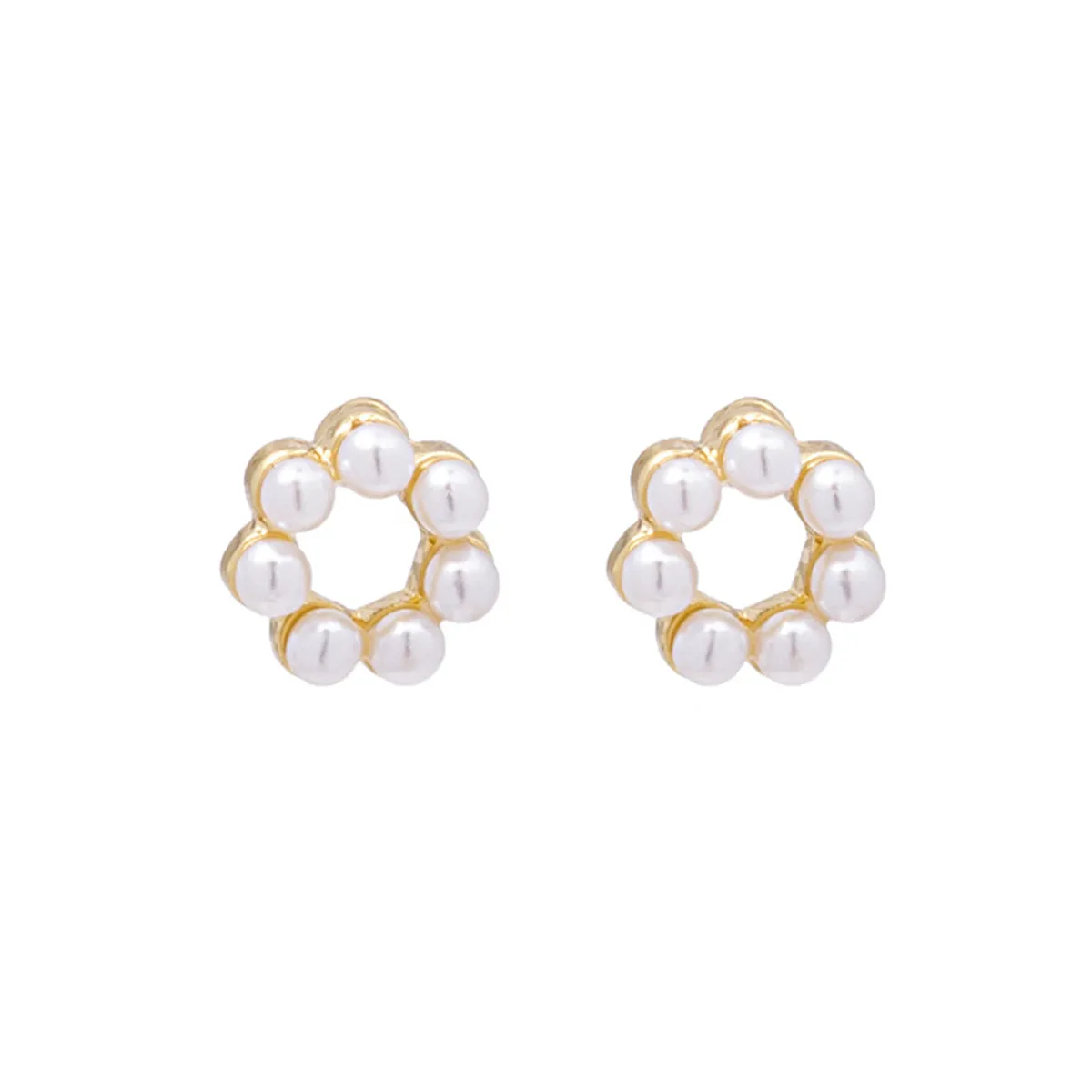 White Pearl & 18K Gold-Plated Flower Stud Earrings