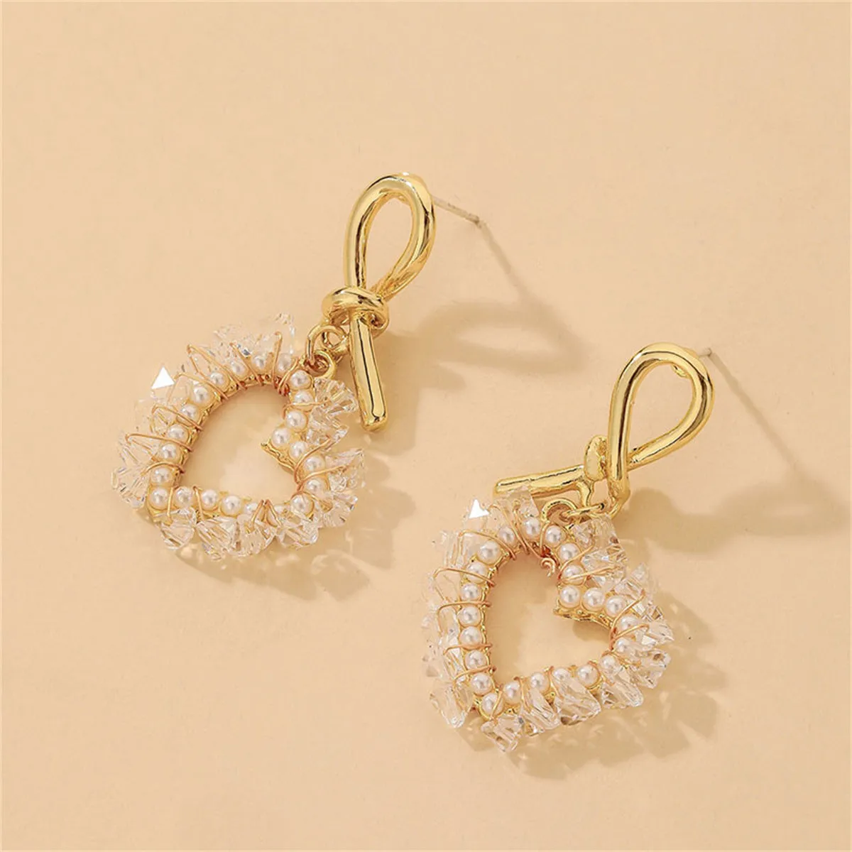 White Pearl & Acrylic 18K Gold-Plated Heart Drop Earrings